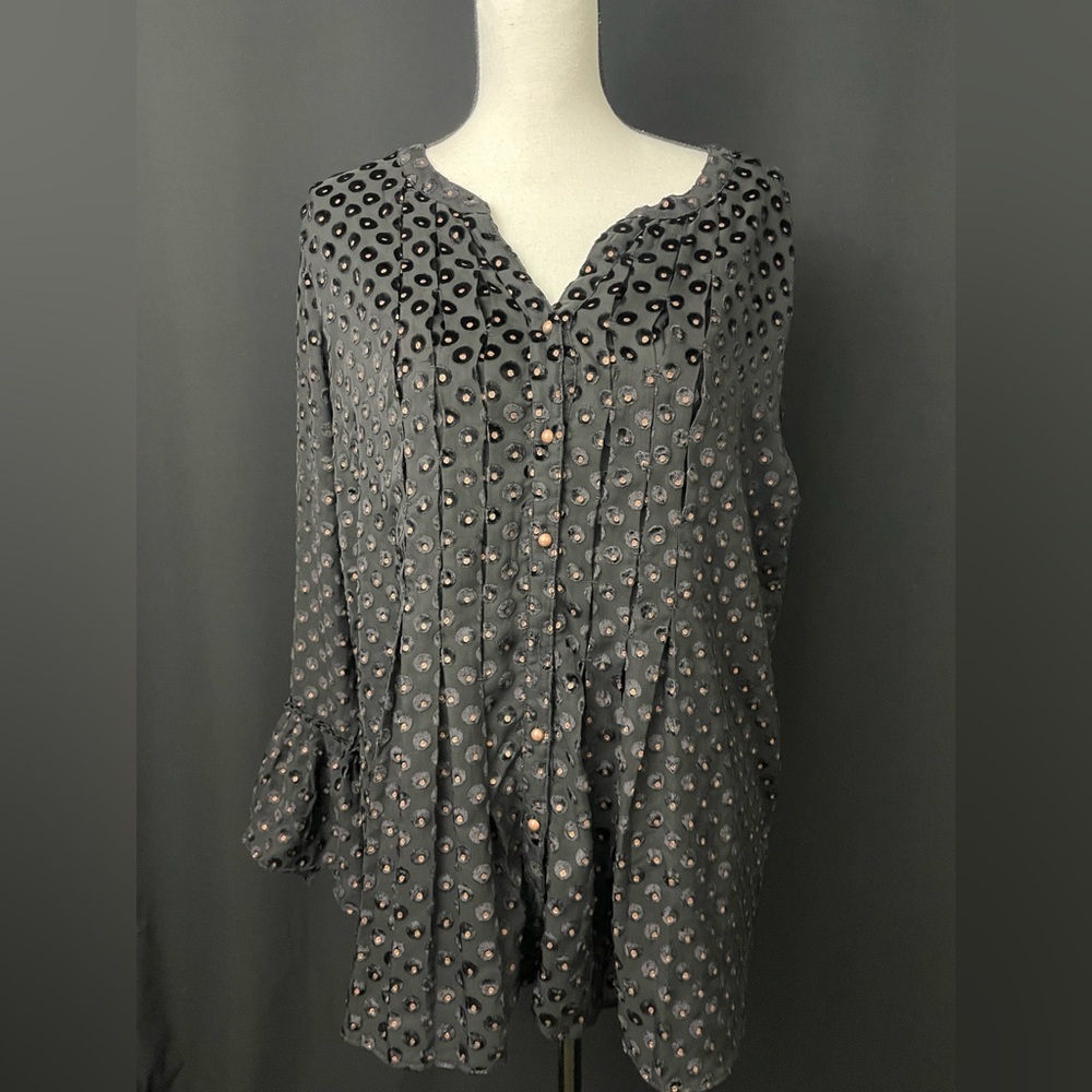 Soft Surroundings Black and Brown Embellished Top